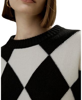 Round Neck Diamond Pattern Cashmere Sweater
