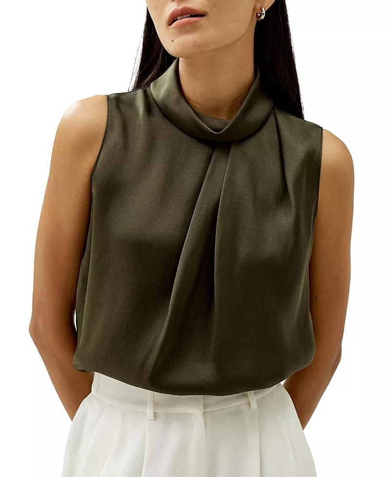 Lilysilk Asymmetrical Sleeveless Cowl Neck Top