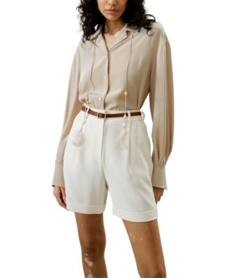 Tie-Detailed Silk Blouse Shirts