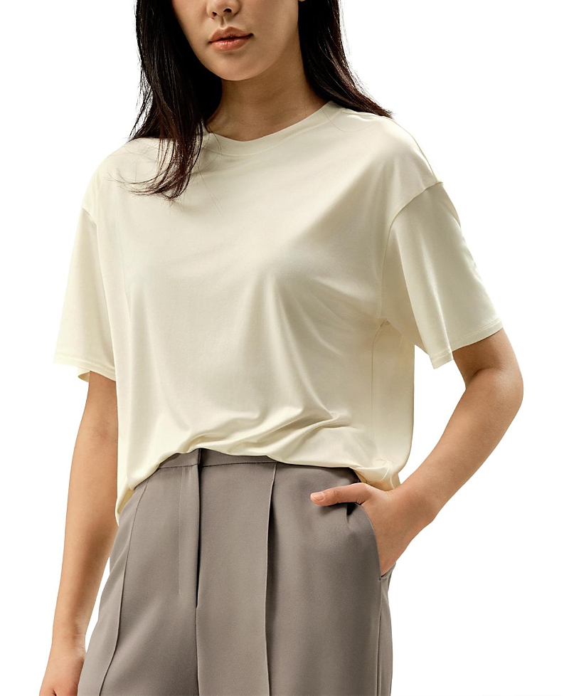 Lilysilk Oversized Silk Jersey Tee In White