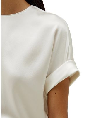 Obliuque Sleeves Round Neck Silk Tee