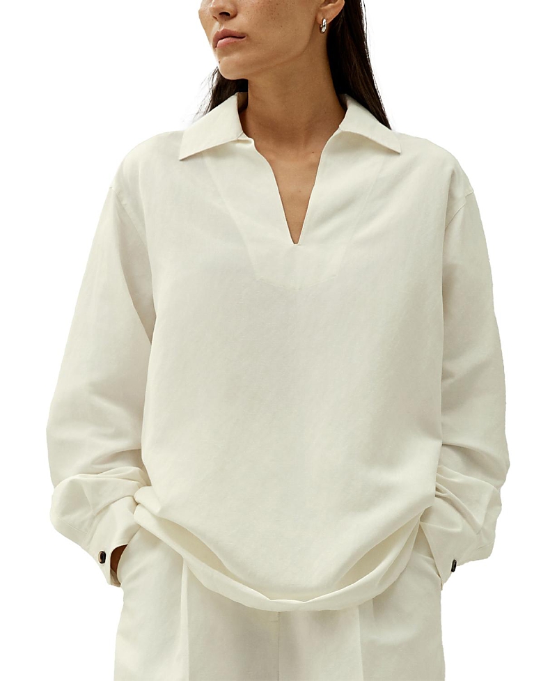 Lilysilk Oversized Silk-linen Blend Shirt In White