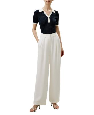 V Neck Ribbed Silk Knit Top