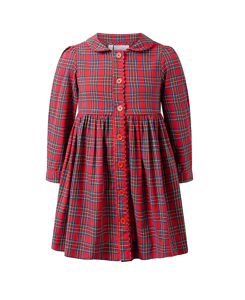 Rachel Riley Girls' Tartan Button-front Dress - Little Kid, Big Kid In Red