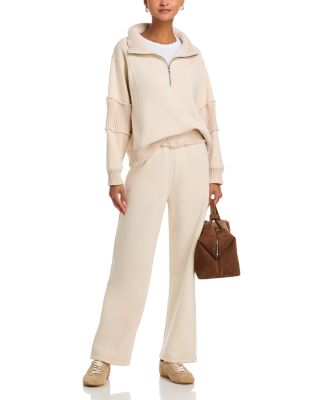 Rib Trim Quarter Zip Sweatshirt