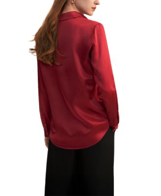 Women's Basic Concealed Placket Silk Shirt