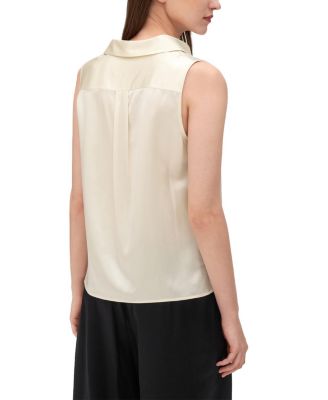 V-Neck Sleeveless Silk Violet Shirt for Women