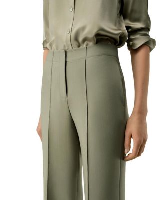 Silk-Wool Twill Flare Pants