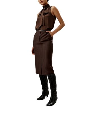 Sleeveless Tie-Neck Silk Blouse