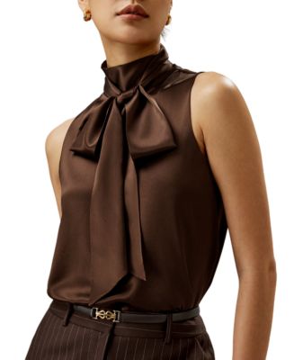 LILYSILK Sleeveless Tie-Neck Silk Blouse | Bloomingdale's Women