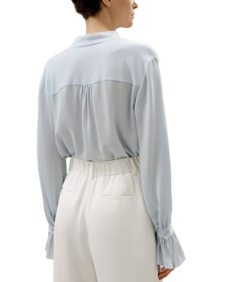 Silk V-Neck Ribbon Blouse