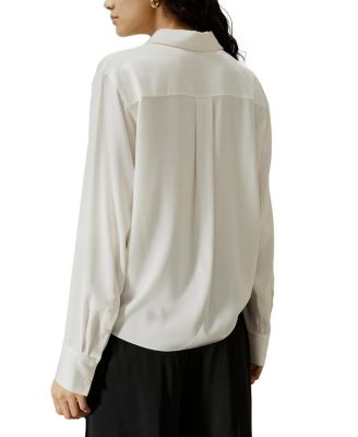 Hem Pleated Silk Blouse