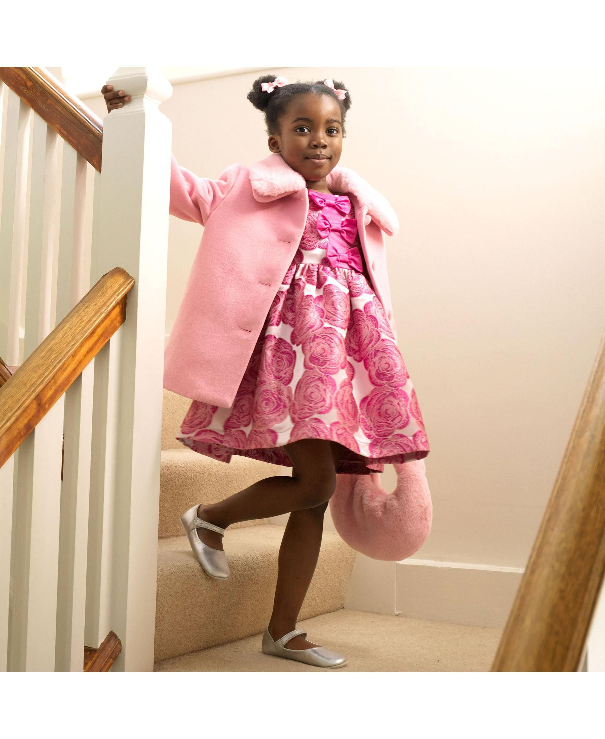 Girls' Faux Fur Collar Coat - Little Kid, Big Kid — Image 3