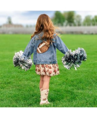 Girls' Game Day Football Sequin Patch Denim Jacket - Little Kid, Big Kid