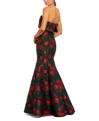 Strapless Floral Brocade Mermaid Gown