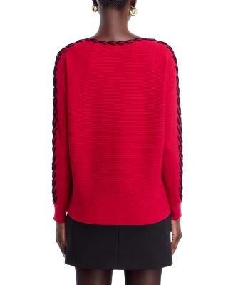 Whipstitch Boat Neck Dolman Sleeve Sweater