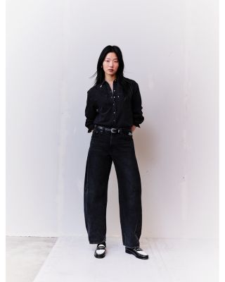 Baggy Dad High Rise Barrel Jeans in Rebel Edge