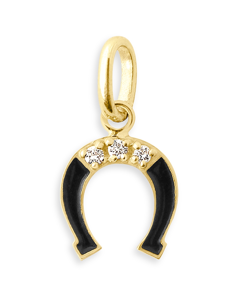Gigi Clozeau 18K Yellow Gold Lucky Diamond Accent Black Resin Horseshoe Pendant