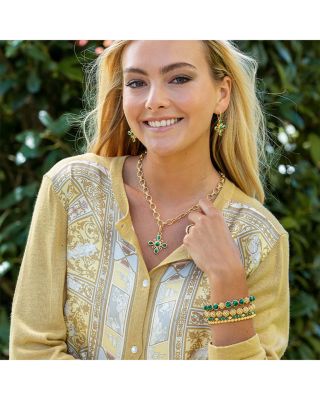 Malachite Berry Gem Hinged Bangle Bracelet