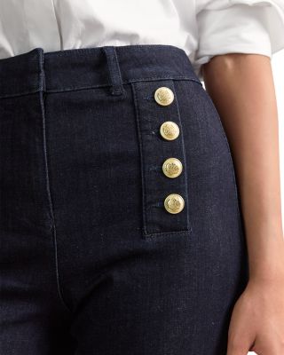 Athena High Rise Flare Leg Jeans In Dark Blue 