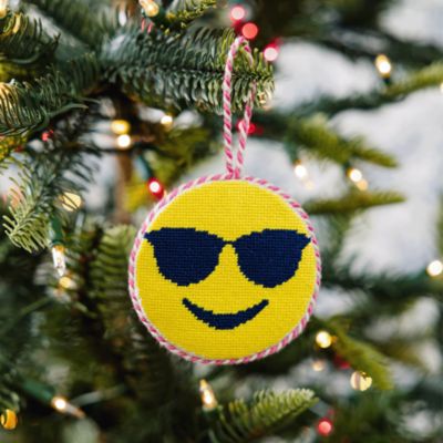 Sunglass Emoji Needlepoint Icon Ornament