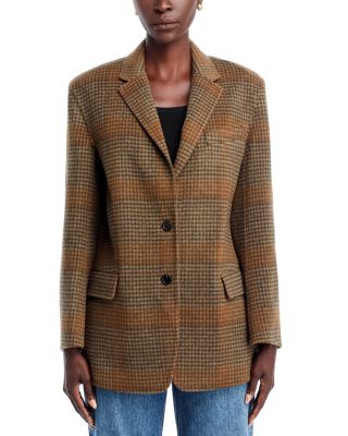Oversized Blazer in Plaid Wool-Cashmere