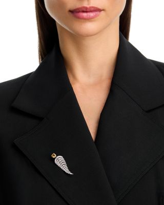 Citrine & Diamond Feather Pin in 14K White Gold