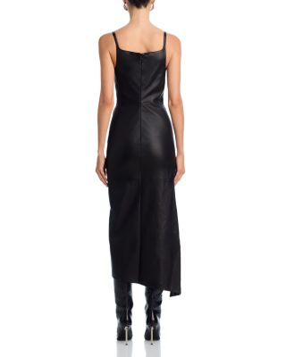 Leather Draped Asymmetric Dress