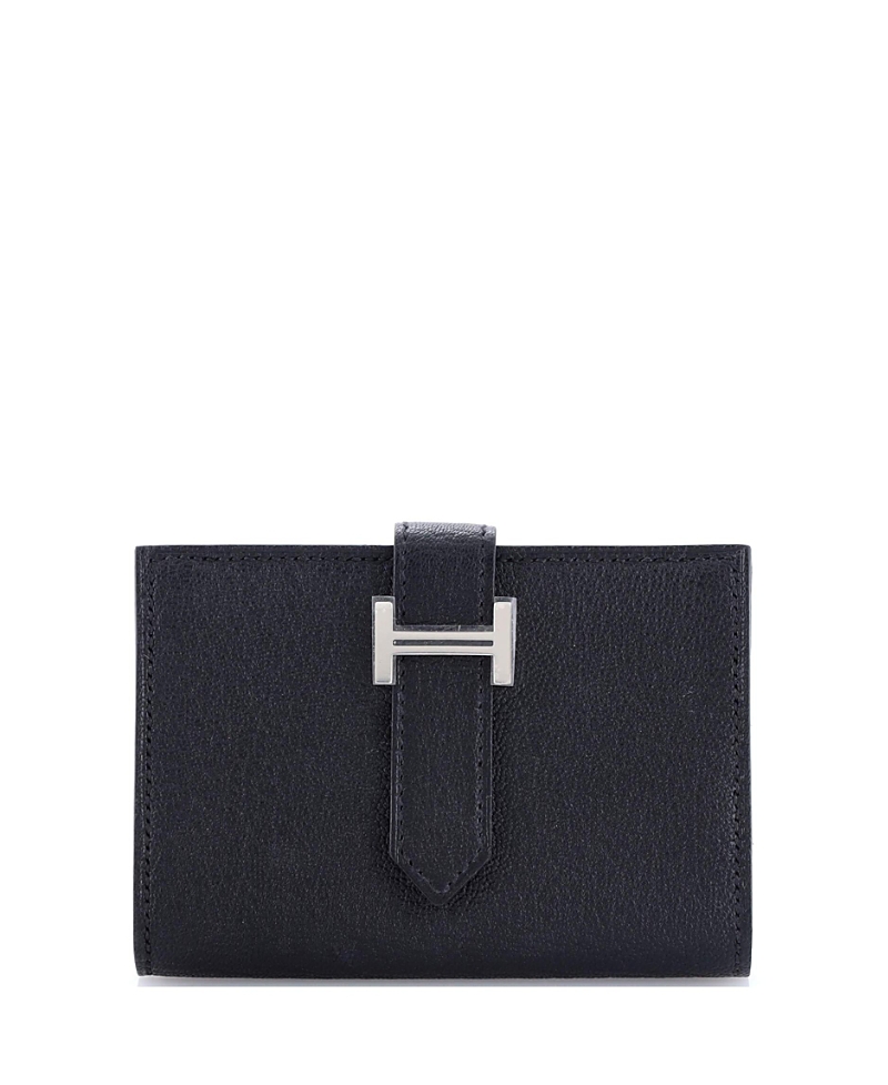 PRE-OWNED HERMES Pre-owned Hermes Bearn Card Case Chevre Mysore In Black