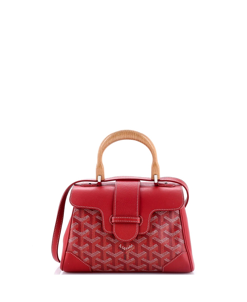 PRE-OWNED GOYARD Pre-owned Goyard Mini Saigon Top Handle Bag Coated Canvas With Leather In Red