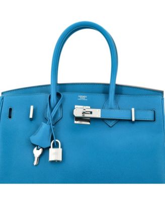  Birkin 30 Handbag Blue Epsom with Palladium Hardware