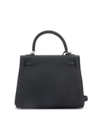  Kelly 25 Handbag Black Togo with Palladium Hardware