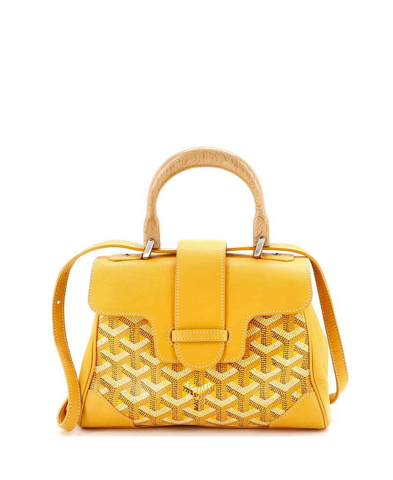 PRE-OWNED GOYARD Pre-owned Goyard Mini Saigon Top Handle Bag Coated Canvas With Leather In Yellow
