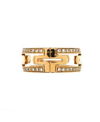  8mm Parentesi Band Ring 18K Gold and Diamonds