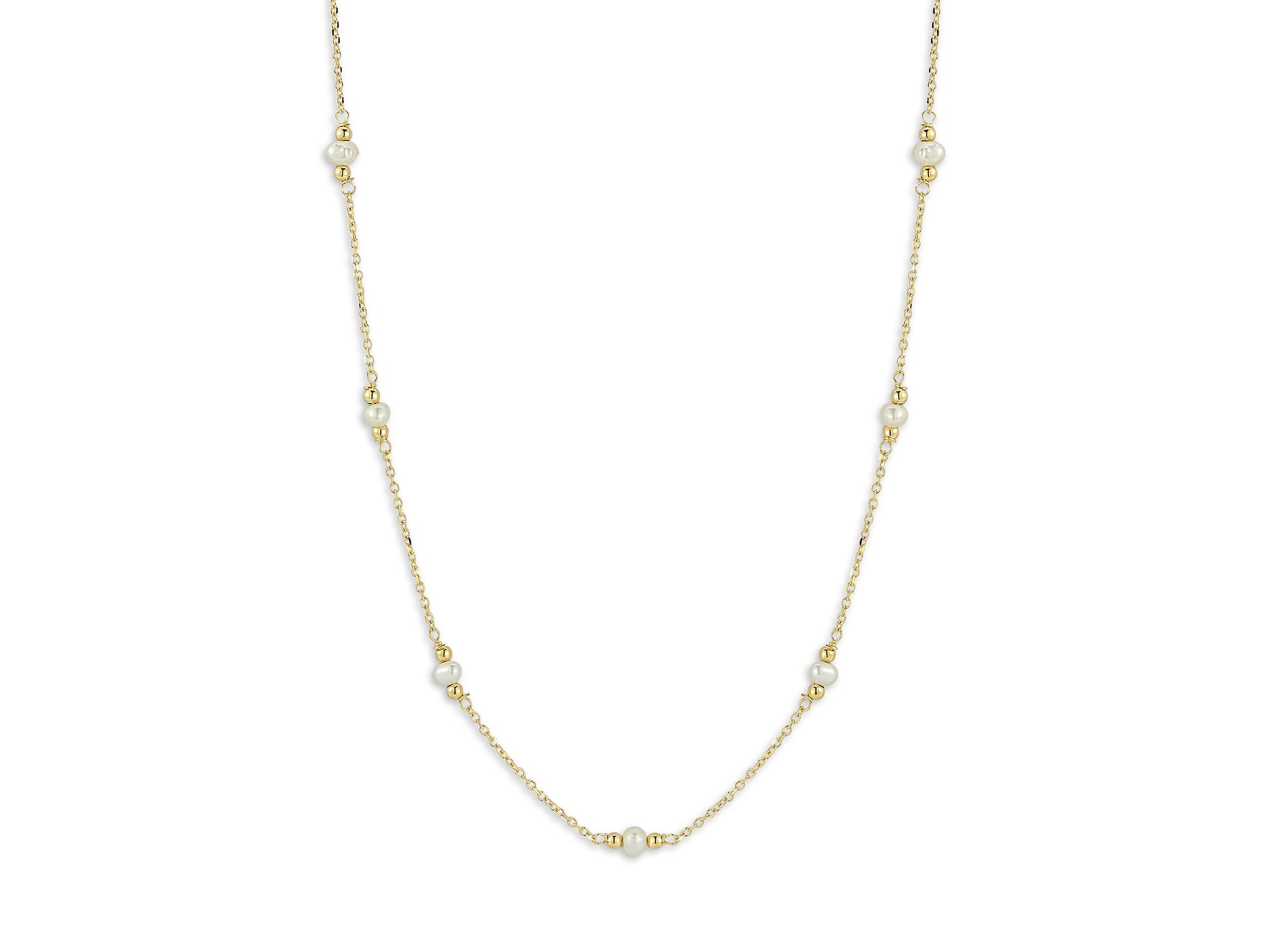 Freshwater Pearl Collar Necklace in 14K Yellow , 16-18" - Image 1
