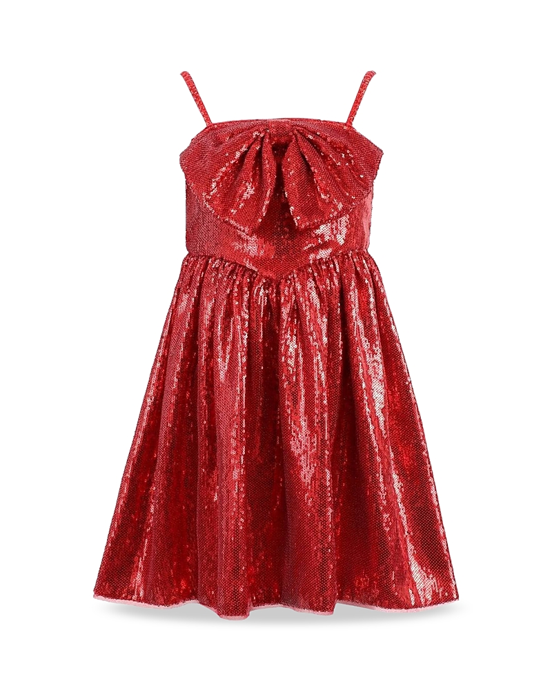 Lola + The Boys Girls' Big Bow Sequin Dress - Little Kid, Big Kid