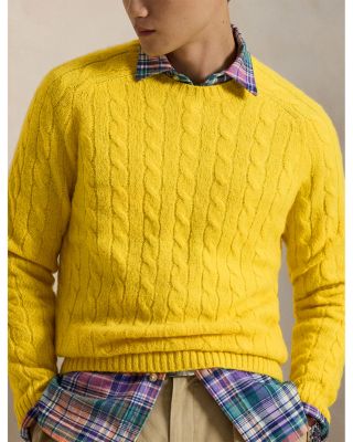 Suede-Patch Cable-Knit Sweater