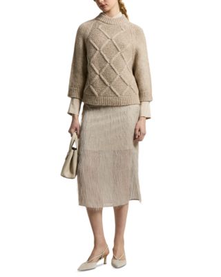 Three Quarter Sleeve Knitted Sweater