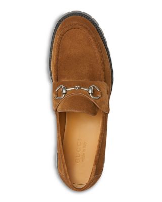 靴 GUCCI Gold Horsebit Brown Suede Loafers Gucci Brown Horsebit Monogram Suede Loafers Gucci
