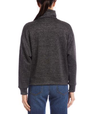 Long Sleeve Faux Wrap Turtleneck Sweater