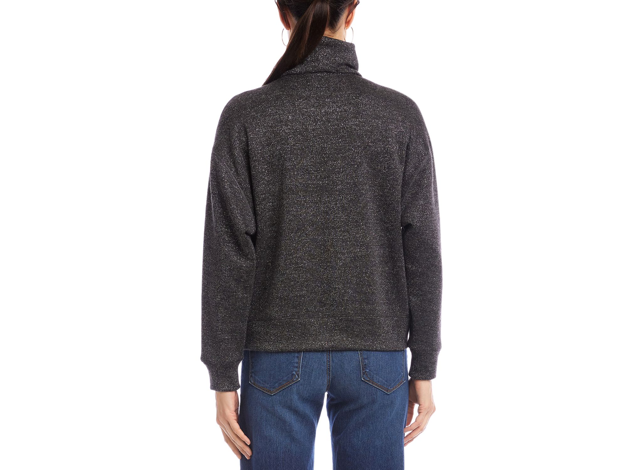 Long Sleeve Faux Wrap Turtleneck Sweater — Image 3