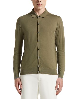 Collared Button Front Wool Sweater