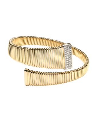 18K Yellow Gold Via Mercanti Tubogas Diamond Accent Bracelet