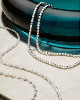 Diamond Tennis Necklace in 14K White Gold, 5.0 tcw