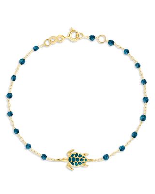 18K Yellow Gold Voyage Resin Bead Turtle Chain Bracelet