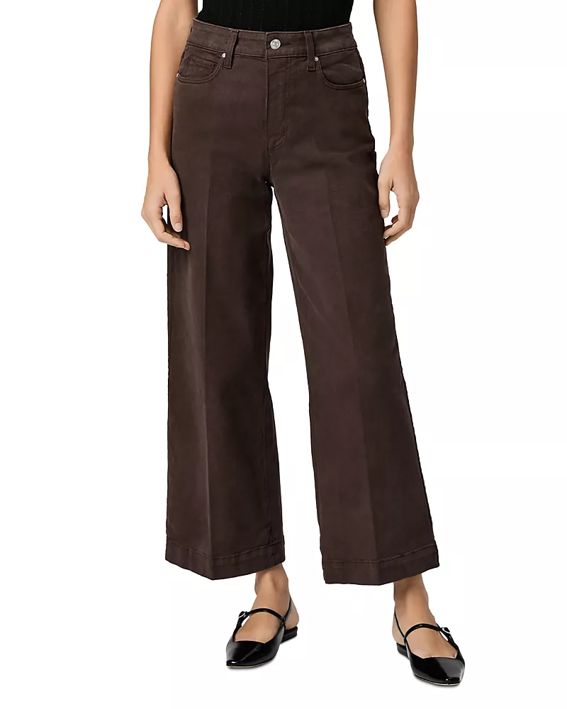 Paige Anessa Cropped Wide Leg Jeans in Rich Chocolate