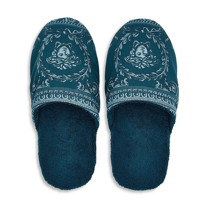 Versace I Heart Baroque Bath Slippers In Blue