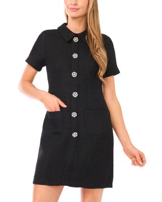 Rhinestone Button Shift Dress