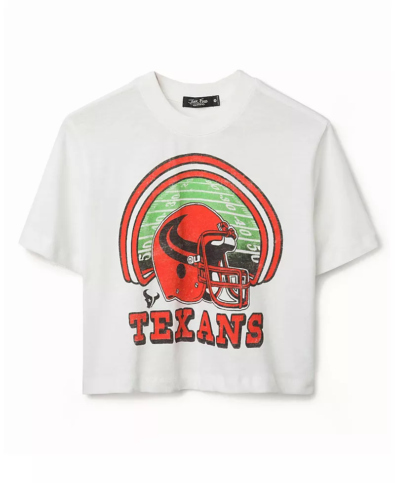 Junk Food Clothing Women's Nfl Houston Texans Game Time Mock Neck Crop Tee