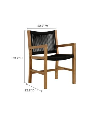 Vienna Outdoor Patio Teak and Rope Dining Armchairs Set of 2